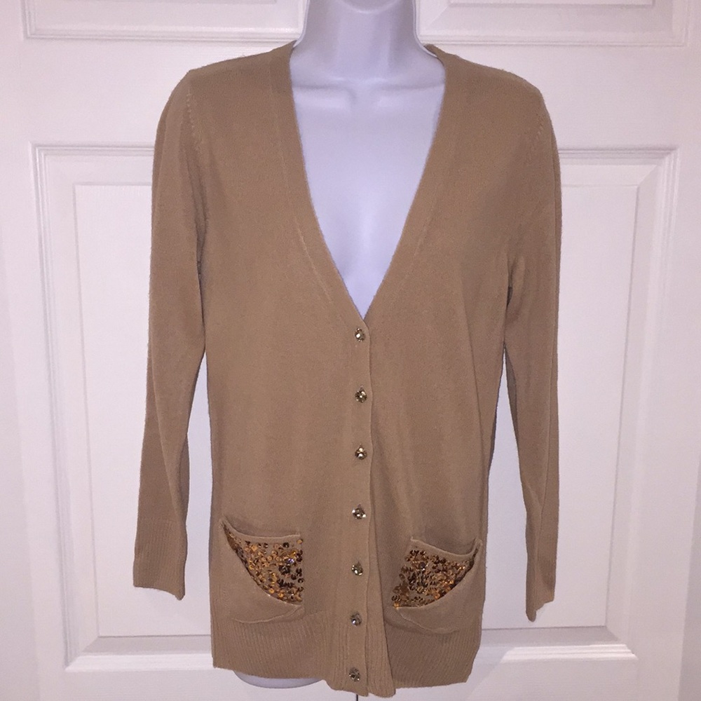 Joan Boyce Ladies Cardigan Sweater Camel Color Size XS